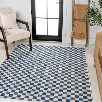 Aimee Traditional Cottage Checkerboard Indoor/Outdoor Area Rug